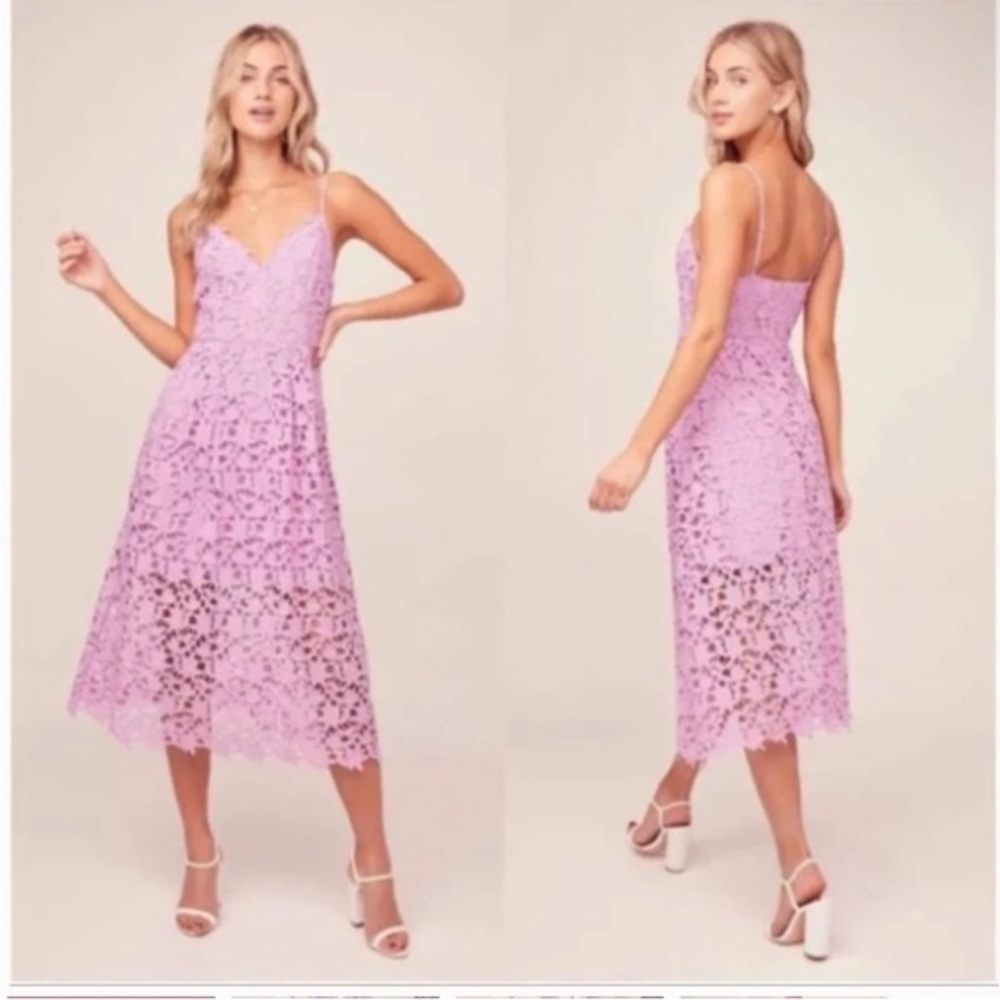 ASTR Orchid Purple Floral Lace A-Line Midi Dress - Picture 5 of 11